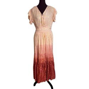 Sweet Magnolia Women’s Medium Maxi Midi Dress Embroidered Ruffles Cottagecore